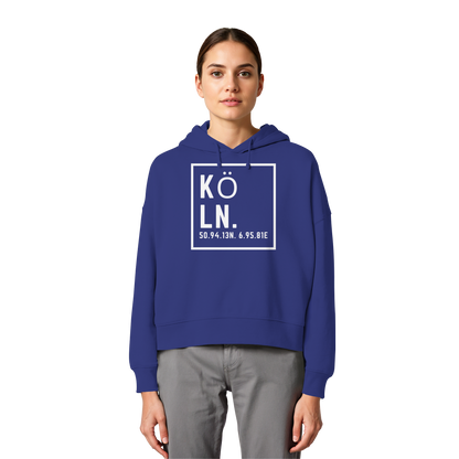 Köln Koordinaten (großer Druck auf der Brust) - Womens Organic Boxcut Hoodie