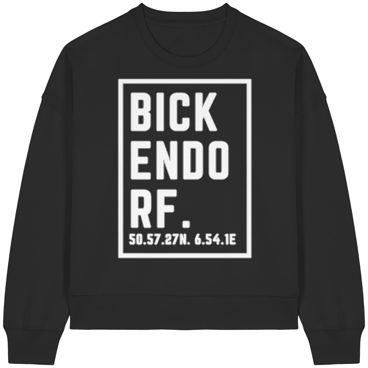 Bickendorf Koordinaten (großer Druck auf der Brust) - Womens Organic Boxcut Sweatshirt