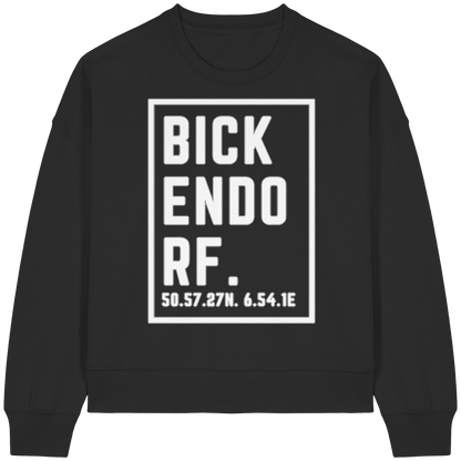 Bickendorf Koordinaten (großer Druck auf der Brust) - Womens Organic Boxcut Sweatshirt