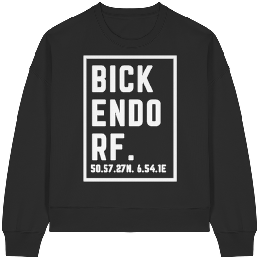 Bickendorf Koordinaten (großer Druck auf der Brust) - Womens Organic Boxcut Sweatshirt