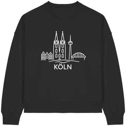 Köln Skyline (großer Druck auf der Brust) - Womens Organic Boxcut Sweatshirt