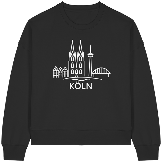 Köln Skyline (großer Druck auf der Brust) - Womens Organic Boxcut Sweatshirt