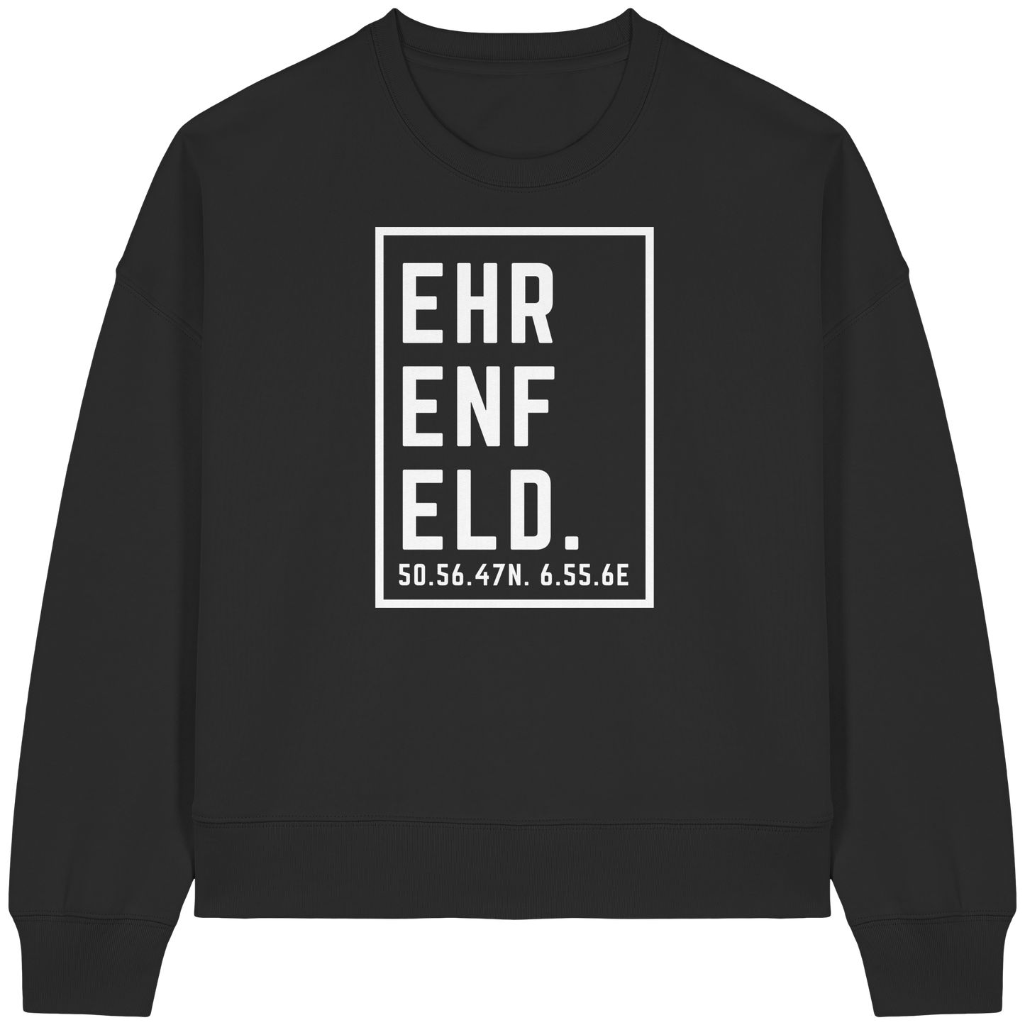 Ehrenfeld Koordinaten (großer Druck auf der Brust) - Womens Organic Boxcut Sweatshirt
