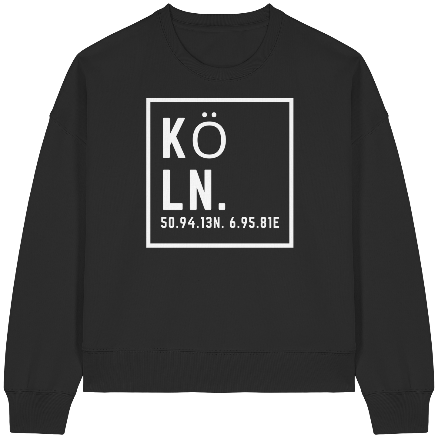 Köln Koordinaten (großer Druck auf der Brust) - Womens Organic Boxcut Sweatshirt