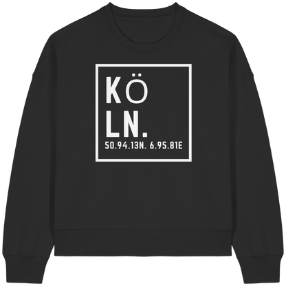 Köln Koordinaten (großer Druck auf der Brust) - Womens Organic Boxcut Sweatshirt