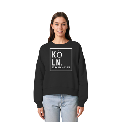 Köln Koordinaten (großer Druck auf der Brust) - Womens Organic Boxcut Sweatshirt