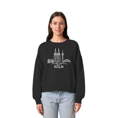 Köln Skyline (großer Druck auf der Brust) - Womens Organic Boxcut Sweatshirt
