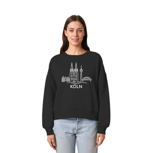 Köln Skyline (großer Druck auf der Brust) - Womens Organic Boxcut Sweatshirt
