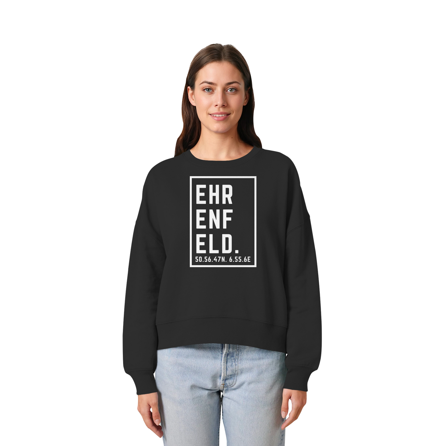 Ehrenfeld Koordinaten (großer Druck auf der Brust) - Womens Organic Boxcut Sweatshirt