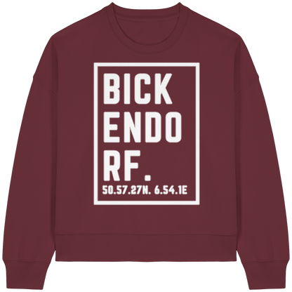 Bickendorf Koordinaten (großer Druck auf der Brust) - Womens Organic Boxcut Sweatshirt