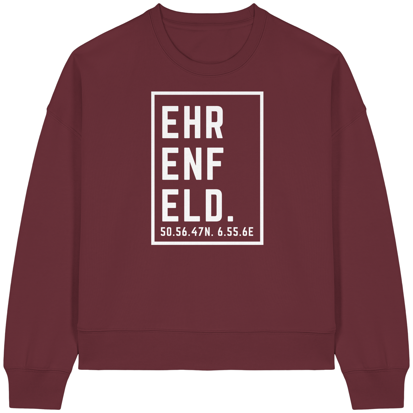 Ehrenfeld Koordinaten (großer Druck auf der Brust) - Womens Organic Boxcut Sweatshirt