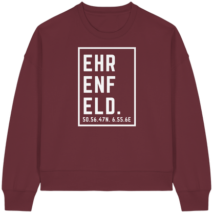 Ehrenfeld Koordinaten (großer Druck auf der Brust) - Womens Organic Boxcut Sweatshirt