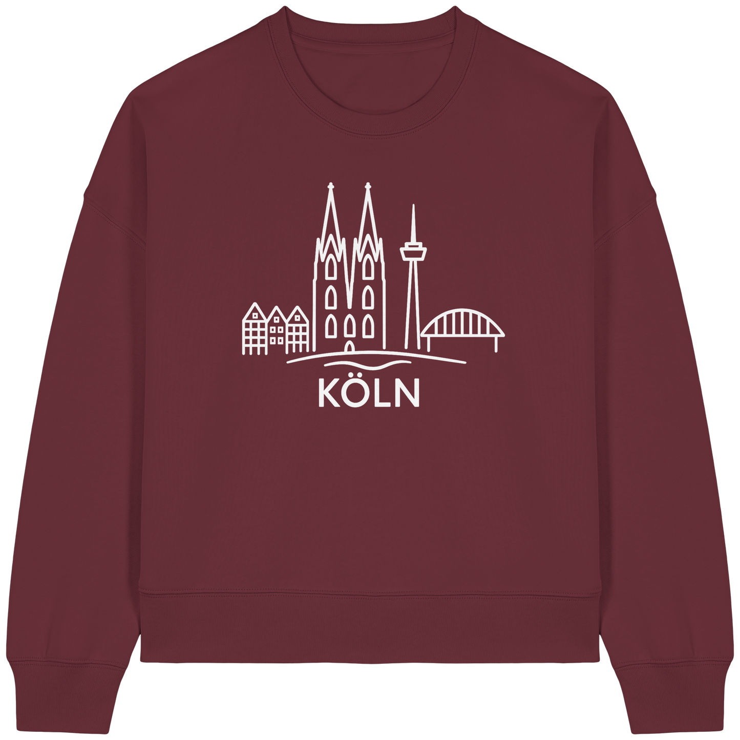 Köln Skyline (großer Druck auf der Brust) - Womens Organic Boxcut Sweatshirt