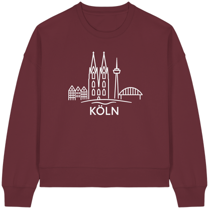 Köln Skyline (großer Druck auf der Brust) - Womens Organic Boxcut Sweatshirt