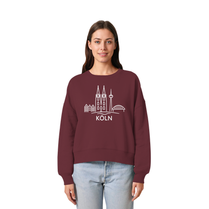 Köln Skyline (großer Druck auf der Brust) - Womens Organic Boxcut Sweatshirt