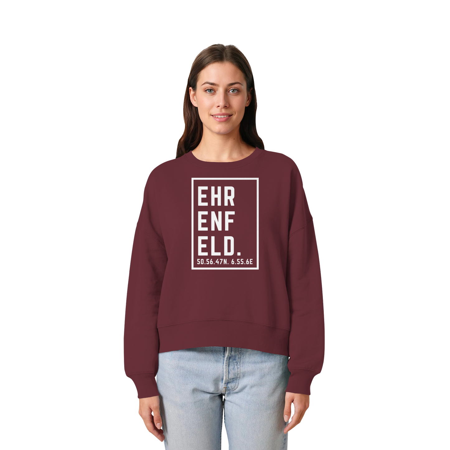 Ehrenfeld Koordinaten (großer Druck auf der Brust) - Womens Organic Boxcut Sweatshirt