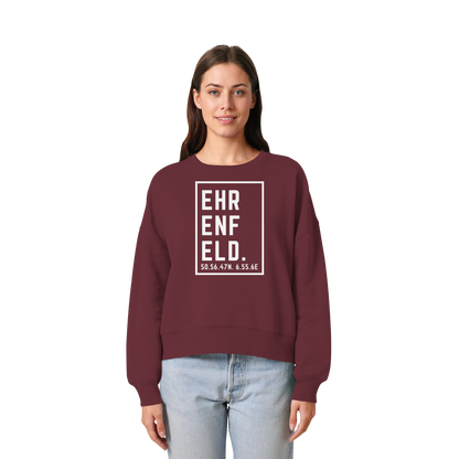 Ehrenfeld Koordinaten (großer Druck auf der Brust) - Womens Organic Boxcut Sweatshirt