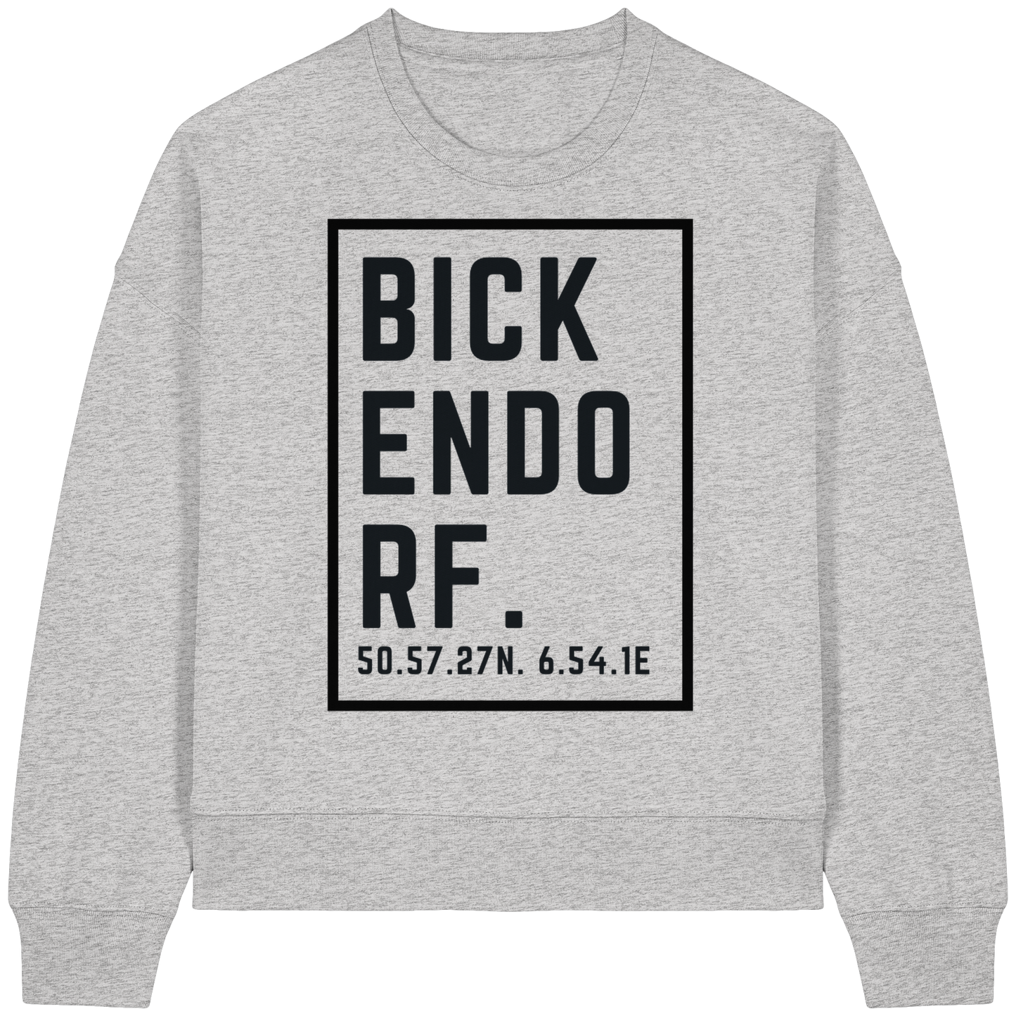 Bickendorf Koordinaten (großer Druck auf der Brust) - Womens Organic Boxcut Sweatshirt