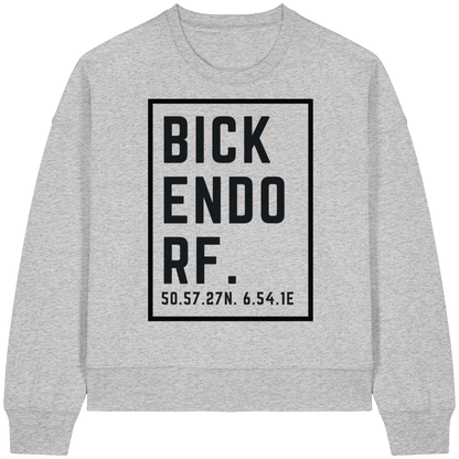 Bickendorf Koordinaten (großer Druck auf der Brust) - Womens Organic Boxcut Sweatshirt