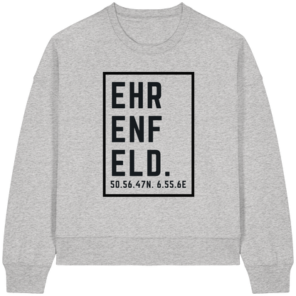 Ehrenfeld Koordinaten (großer Druck auf der Brust) - Womens Organic Boxcut Sweatshirt