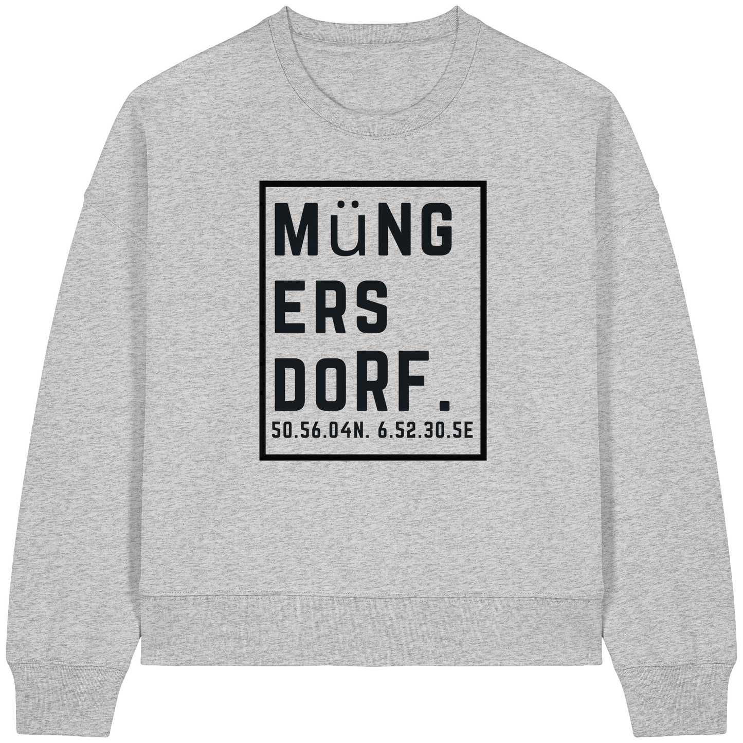 Müngersdorf Koordinaten (großer Druck auf der Brust) - Womens Organic Boxcut Sweatshirt