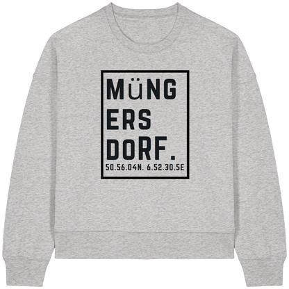 Müngersdorf Koordinaten (großer Druck auf der Brust) - Womens Organic Boxcut Sweatshirt