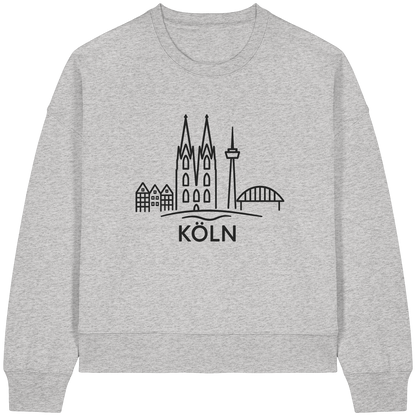 Köln Skyline (großer Druck auf der Brust) - Womens Organic Boxcut Sweatshirt
