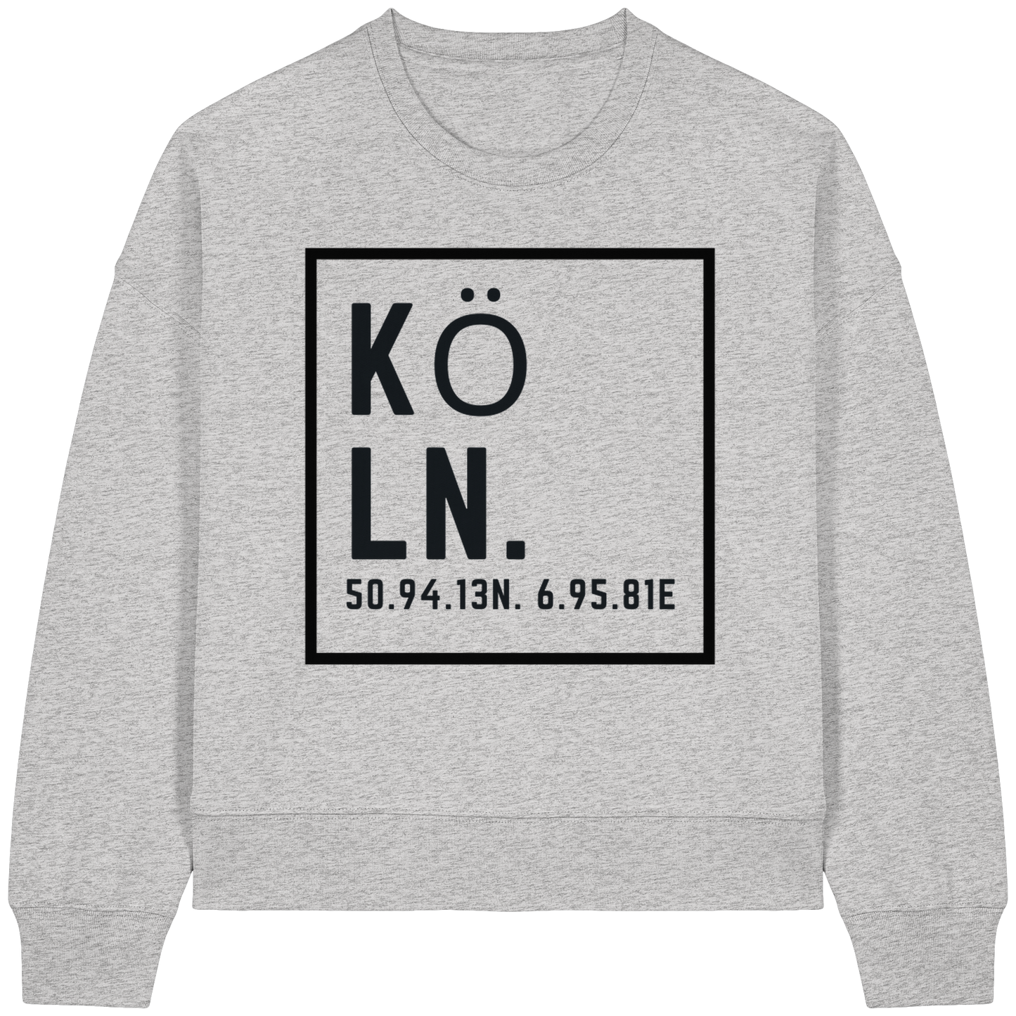 Köln Koordinaten (großer Druck auf der Brust) - Womens Organic Boxcut Sweatshirt