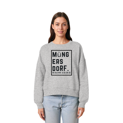 Müngersdorf Koordinaten (großer Druck auf der Brust) - Womens Organic Boxcut Sweatshirt