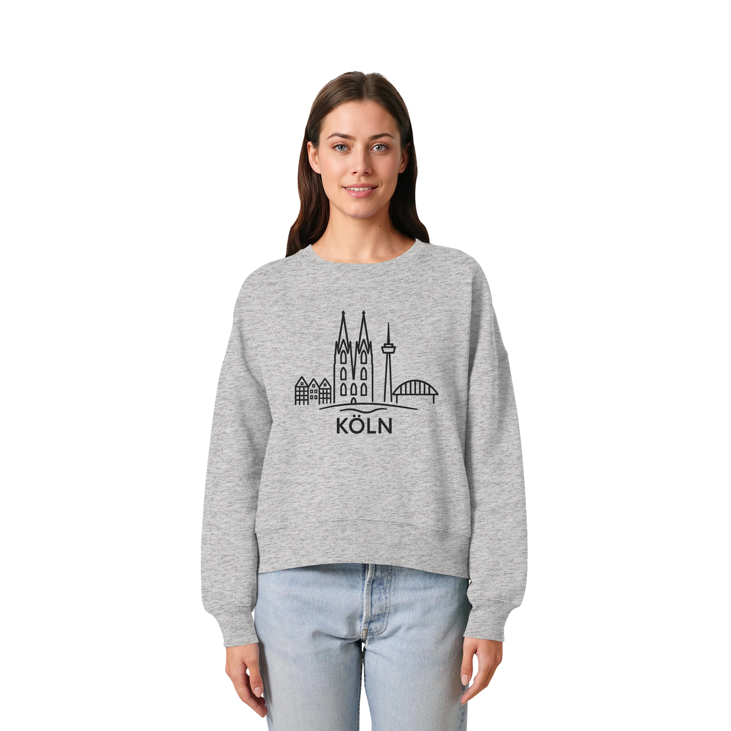 Köln Skyline (großer Druck auf der Brust) - Womens Organic Boxcut Sweatshirt