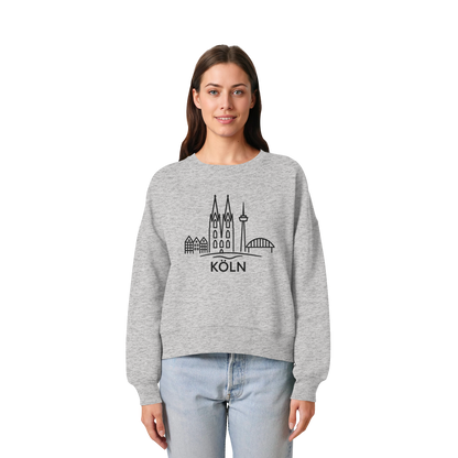 Köln Skyline (großer Druck auf der Brust) - Womens Organic Boxcut Sweatshirt