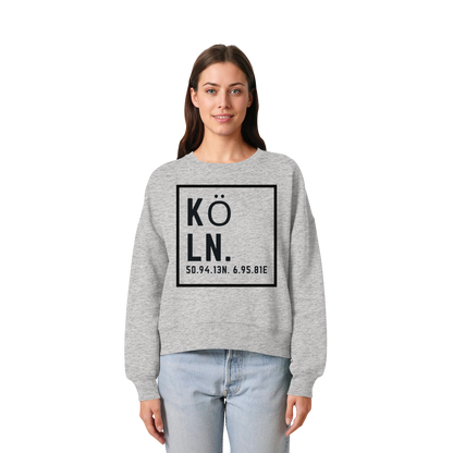 Köln Koordinaten (großer Druck auf der Brust) - Womens Organic Boxcut Sweatshirt