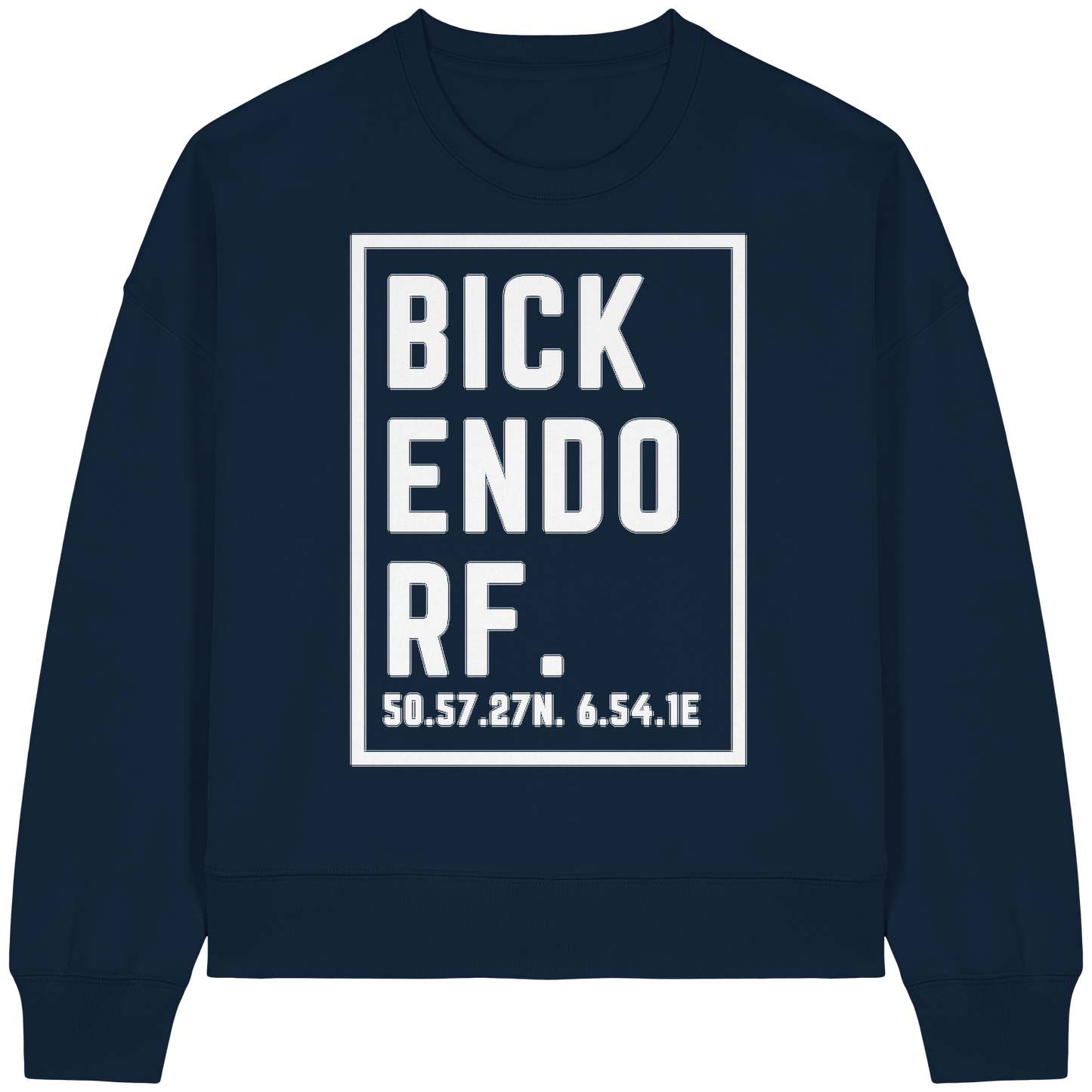 Bickendorf Koordinaten (großer Druck auf der Brust) - Womens Organic Boxcut Sweatshirt