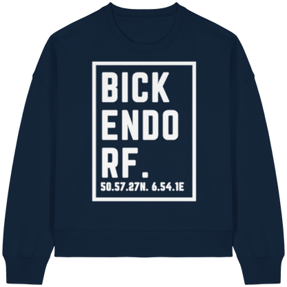 Bickendorf Koordinaten (großer Druck auf der Brust) - Womens Organic Boxcut Sweatshirt