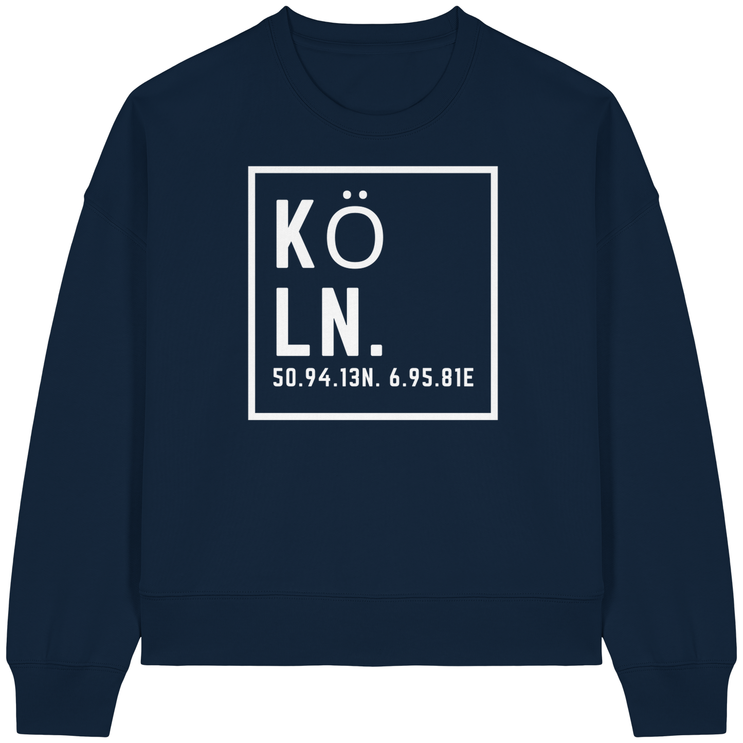 Köln Koordinaten (großer Druck auf der Brust) - Womens Organic Boxcut Sweatshirt