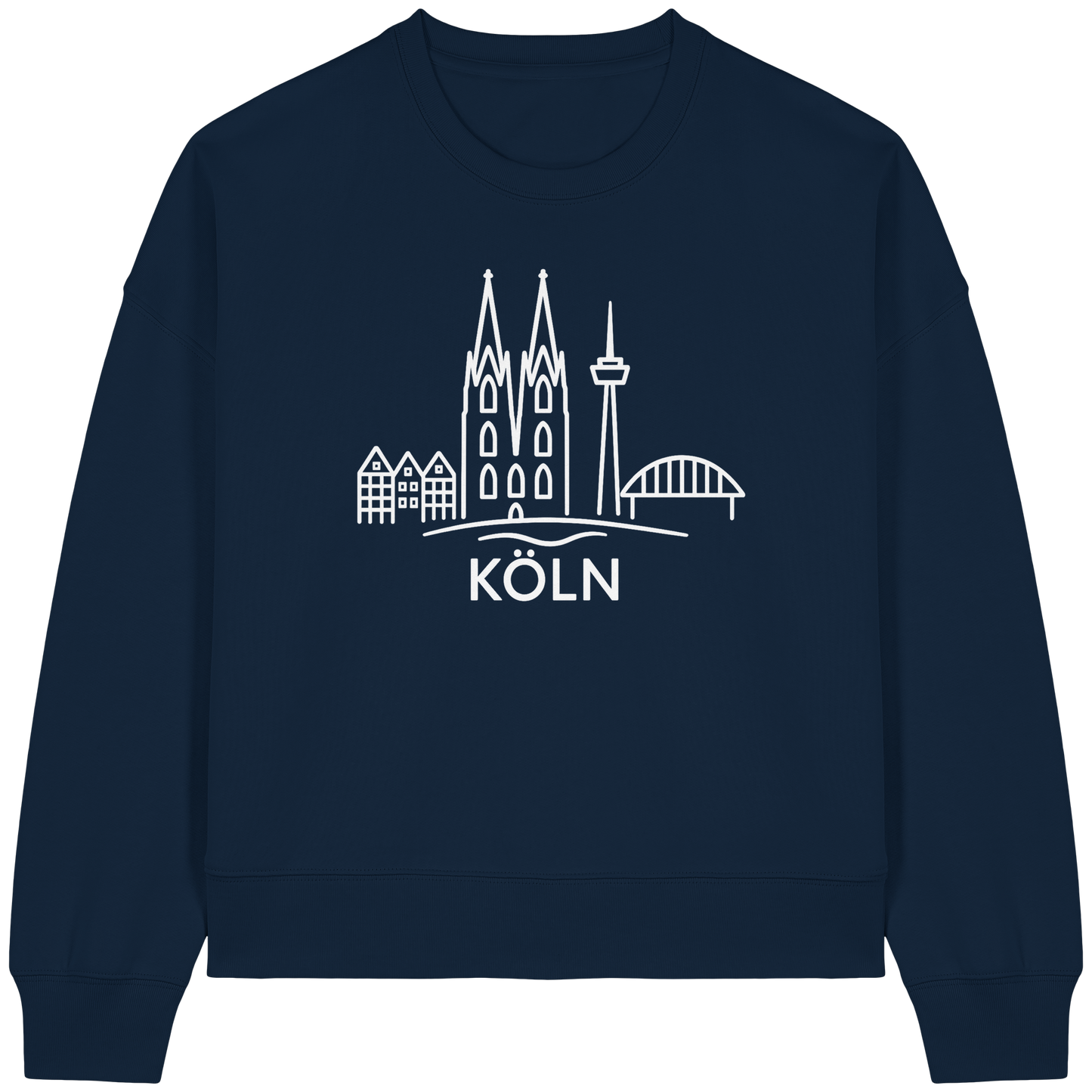 Köln Skyline (großer Druck auf der Brust) - Womens Organic Boxcut Sweatshirt