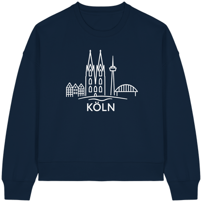 Köln Skyline (großer Druck auf der Brust) - Womens Organic Boxcut Sweatshirt