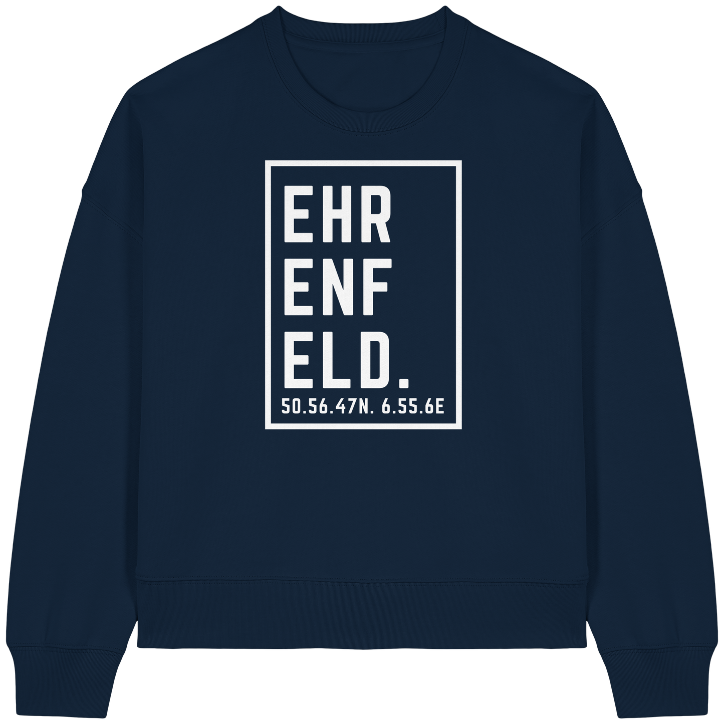 Ehrenfeld Koordinaten (großer Druck auf der Brust) - Womens Organic Boxcut Sweatshirt