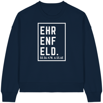 Ehrenfeld Koordinaten (großer Druck auf der Brust) - Womens Organic Boxcut Sweatshirt
