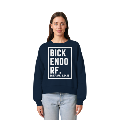 Bickendorf Koordinaten (großer Druck auf der Brust) - Womens Organic Boxcut Sweatshirt