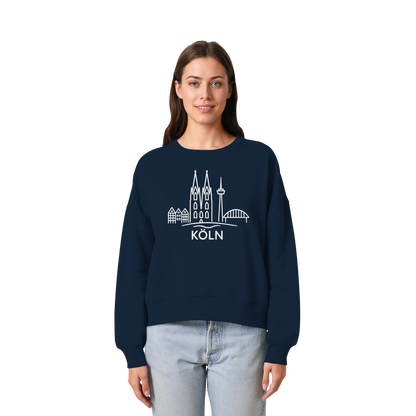 Köln Skyline (großer Druck auf der Brust) - Womens Organic Boxcut Sweatshirt