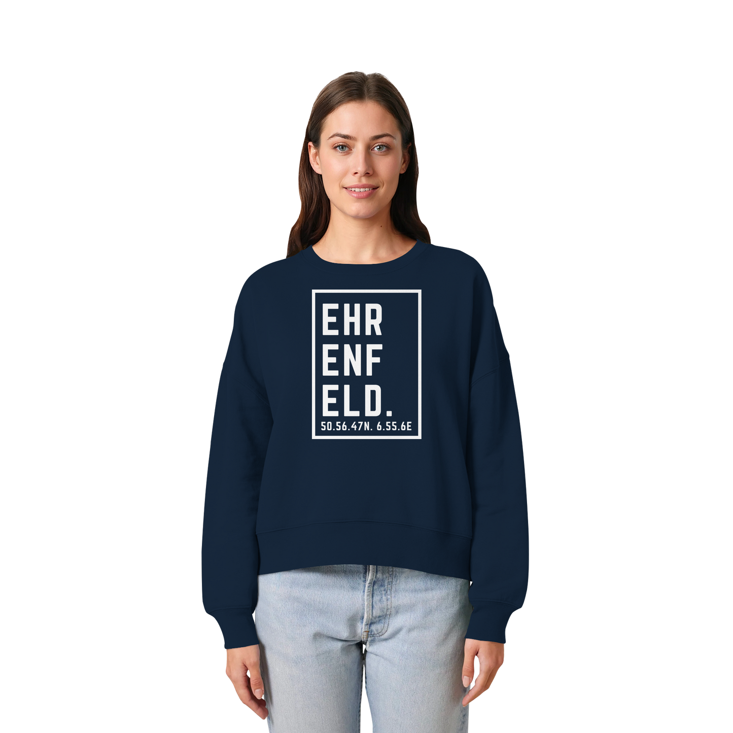 Ehrenfeld Koordinaten (großer Druck auf der Brust) - Womens Organic Boxcut Sweatshirt