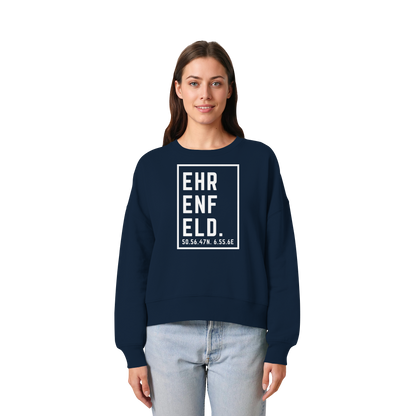 Ehrenfeld Koordinaten (großer Druck auf der Brust) - Womens Organic Boxcut Sweatshirt