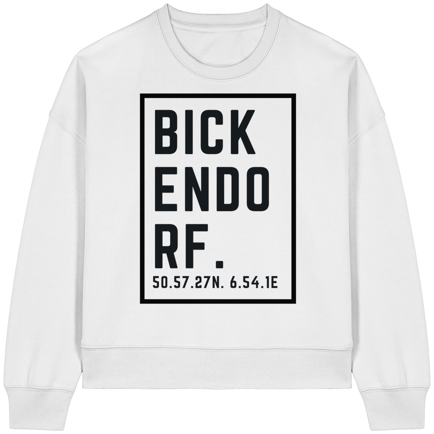 Bickendorf Koordinaten (großer Druck auf der Brust) - Womens Organic Boxcut Sweatshirt