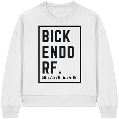 Bickendorf Koordinaten (großer Druck auf der Brust) - Womens Organic Boxcut Sweatshirt