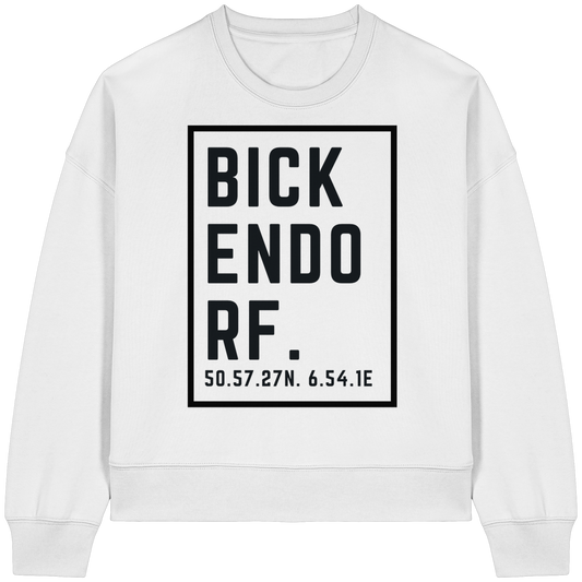 Bickendorf Koordinaten (großer Druck auf der Brust) - Womens Organic Boxcut Sweatshirt