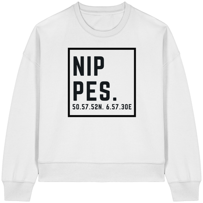 Nippes Koordinaten (großer Druck auf der Brust) - Womens Organic Boxcut Sweatshirt