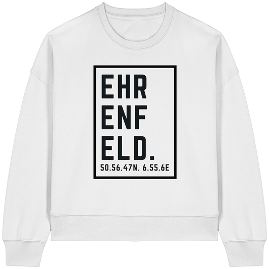 Ehrenfeld Koordinaten (großer Druck auf der Brust) - Womens Organic Boxcut Sweatshirt