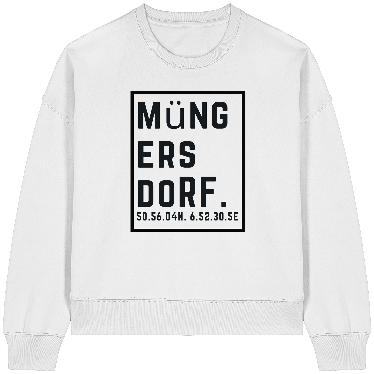 Müngersdorf Koordinaten (großer Druck auf der Brust) - Womens Organic Boxcut Sweatshirt