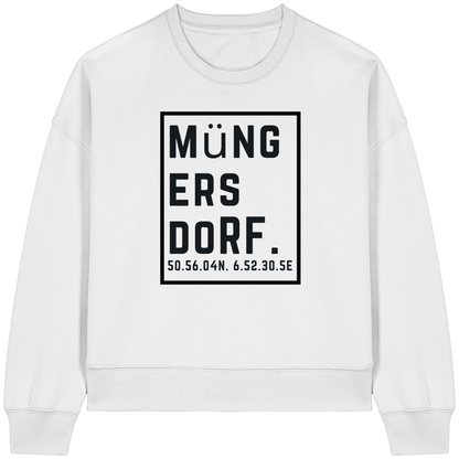 Müngersdorf Koordinaten (großer Druck auf der Brust) - Womens Organic Boxcut Sweatshirt